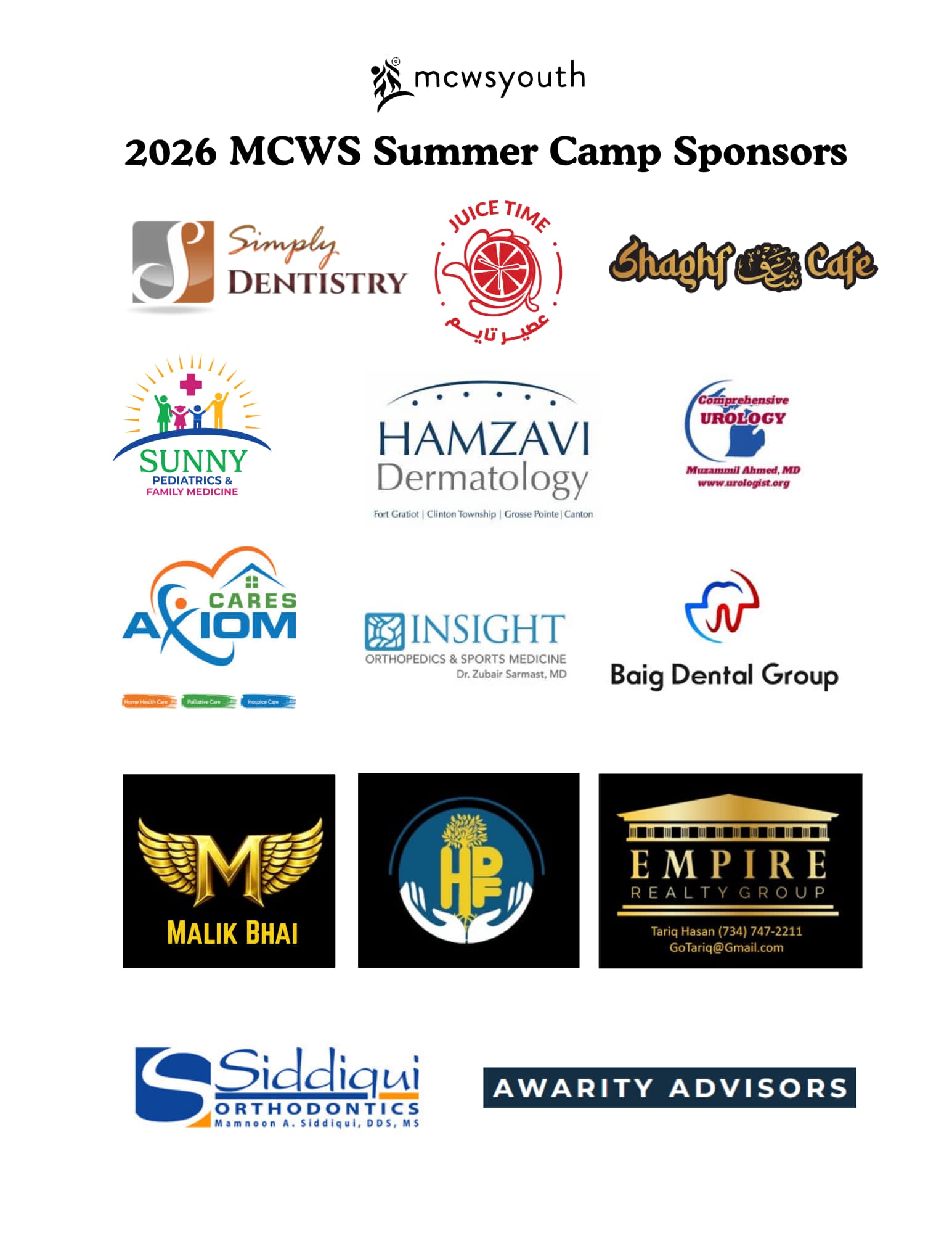 THANK YOU TO OUR 2026 CAMP SPONSORS